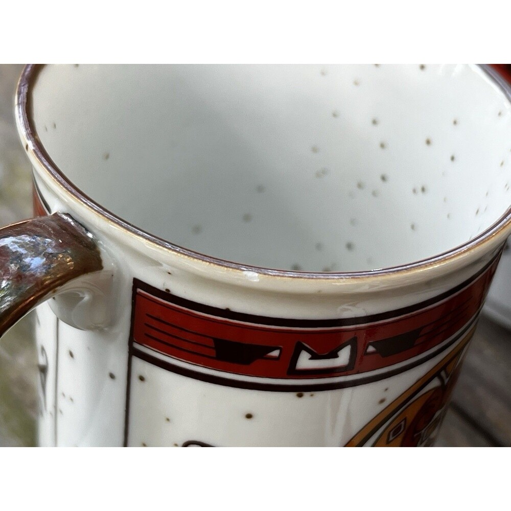 Set of 2 Southwestern Native American Speckled Stoneware Mugs - 2A - Picture 4 of 5